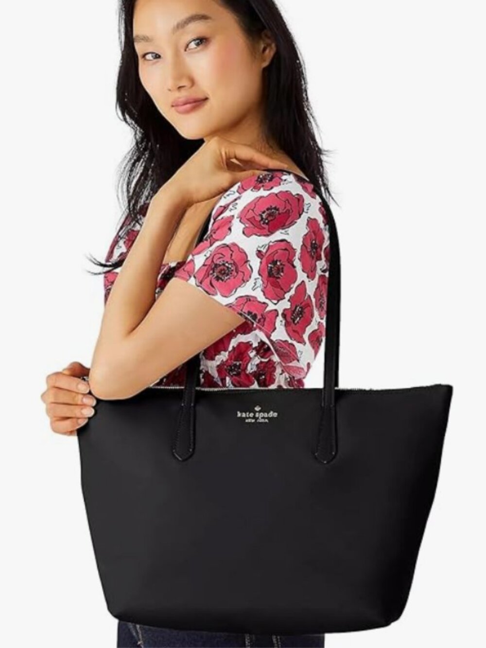 Kate Spade Kitt Nylon Large Tote Black Shoulder Bag Laptop Work Travel Purse